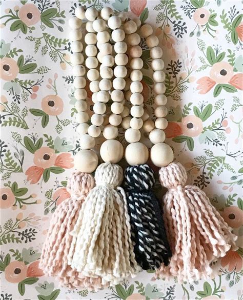 Mkono Wood Bead Garland with Tassels